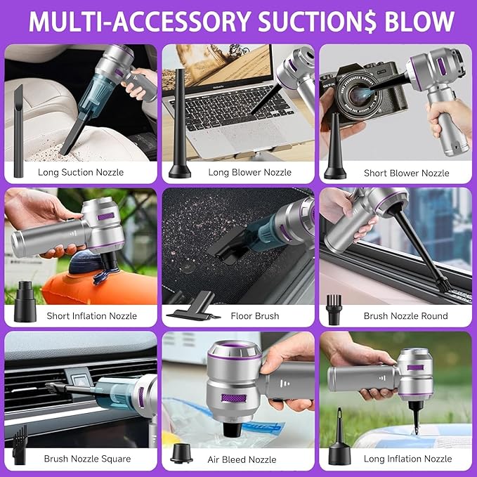 4-in-1 Compact Wireless Car Vacuum and Air Blower