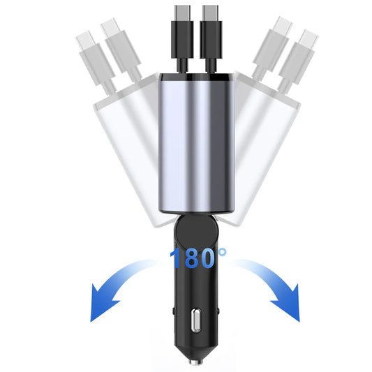 4-in-1 Retractable Fast Car Phone Charger with Multi-Device Support